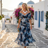 Xenia - Μακρύ κομψό φόρεμα με V λαιμόκοψη