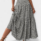 Αδέλα | Κομψή λουλουδάτη φούστα με ελαστική μέση