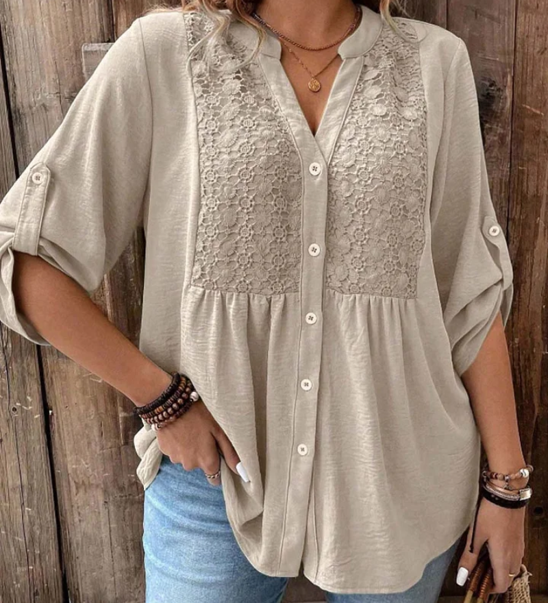 Ariadne – V-Neck Blouse with Buttons