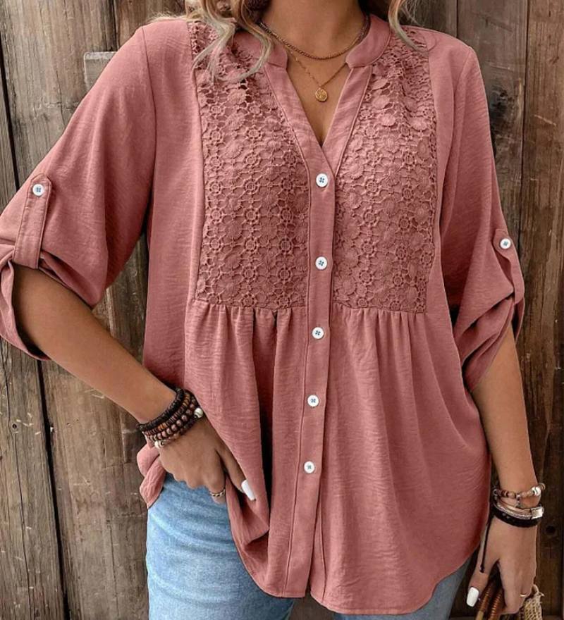 Ariadne – V-Neck Blouse with Buttons