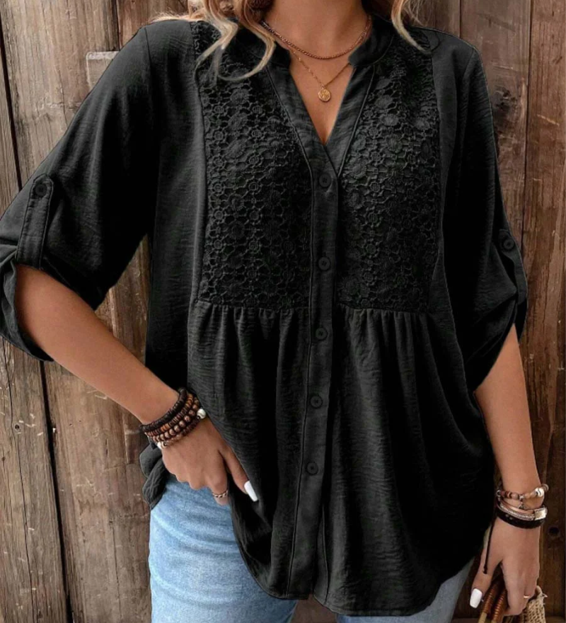 Ariadne – V-Neck Blouse with Buttons