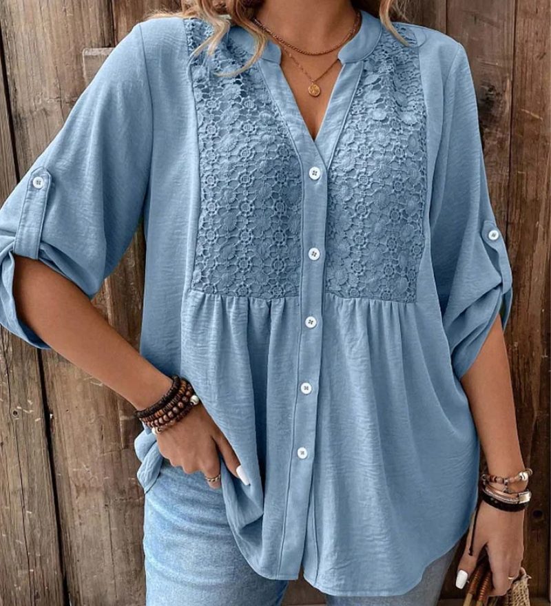Ariadne – V-Neck Blouse with Buttons