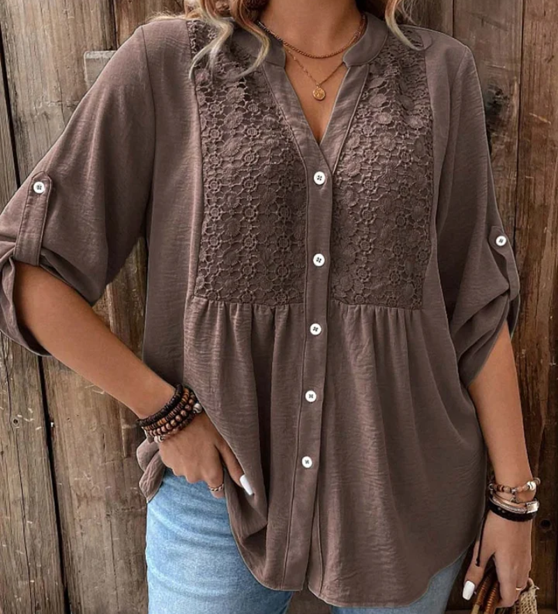 Ariadne – V-Neck Blouse with Buttons