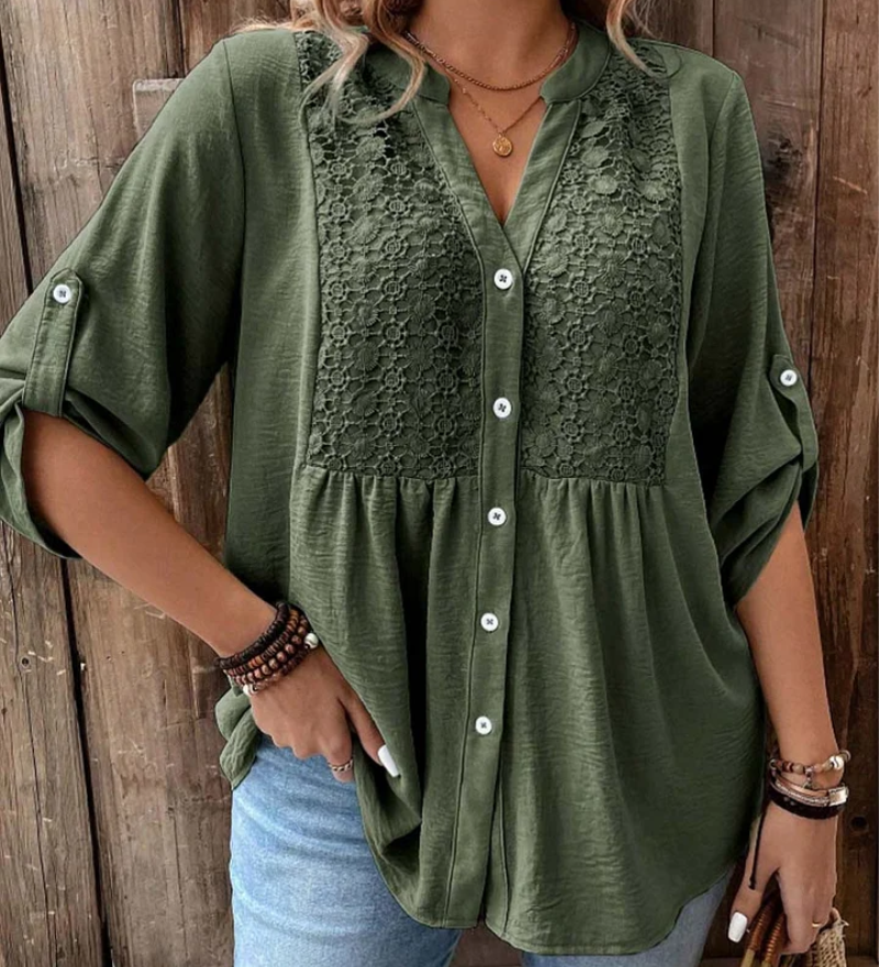 Ariadne – V-Neck Blouse with Buttons