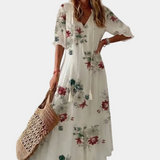 Kleoniki - Elegant Floral Velvet Maxi Dress