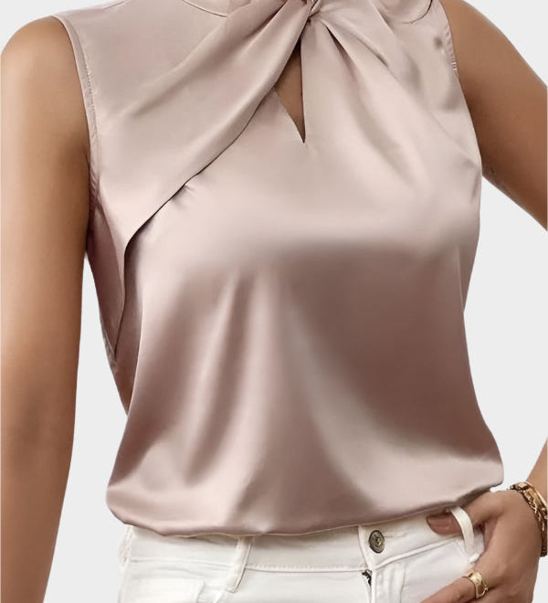 Σατέν Αμάνικη Μπλούζα με Κομψό Στυλ